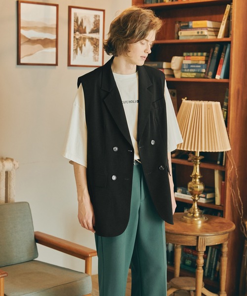 WONDER WONDER（ワンダーワンダー）の「ダブルテーラードベスト（ベスト・メンズ・ブラック/ブラウン系その他・M/L）」の6枚目の写真