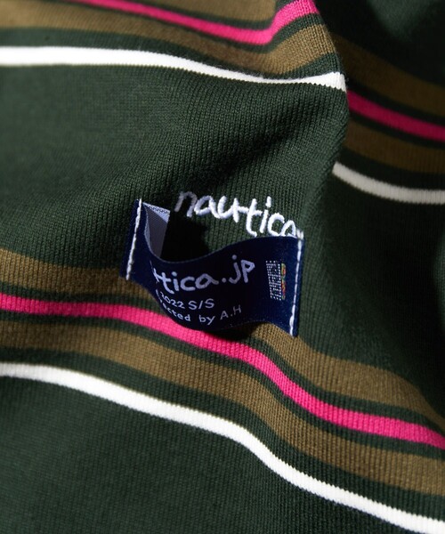 NAUTICA ノーティカ ボーダー青&茶 NAUTICA/Bleach Washed Hidden Logo Crewneck Sweatshirt