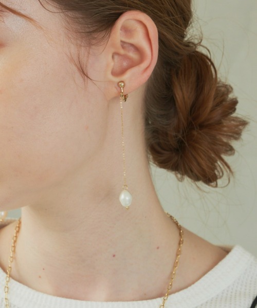 NikoNiko パール ロングピアス ロングパールピアス/イヤリング（ピアス（両耳用））｜hinari