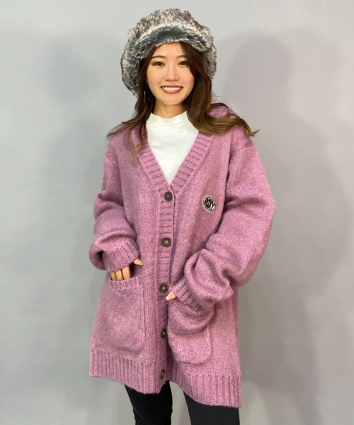 ROXY(ロキシー)の「ROXY/ロキシー ビッグシルエット/オーバーサイズ/無地/ゼブラ柄カーディガン RSR224606T(カーディガン/ボレロ・レディース・マルチ/パープル・M/L)」の2枚目の写真