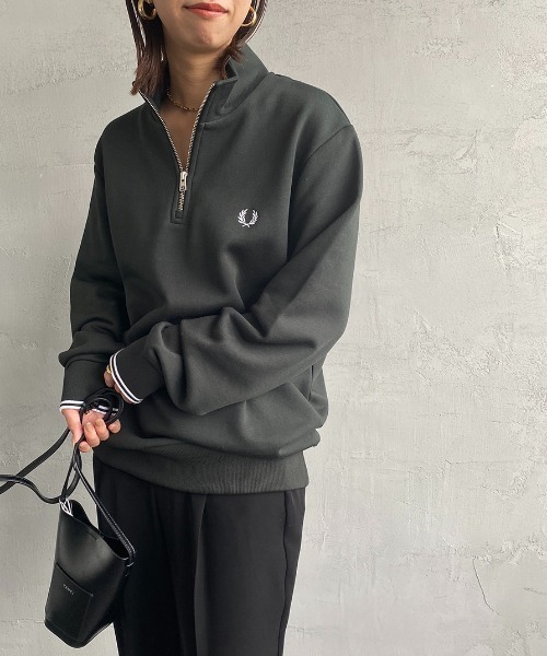 FRED PERRY/フレッドペリー] ワンポイント刺繍 ハーフジップ