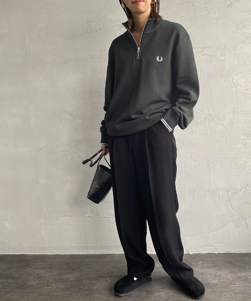 【購入者様決定】 FRED PERRY ロゴ刺繍入りハーフジップスウェット FRED PERRY/フレッドペリー] ワンポイント刺繍 ハーフジップスウェット