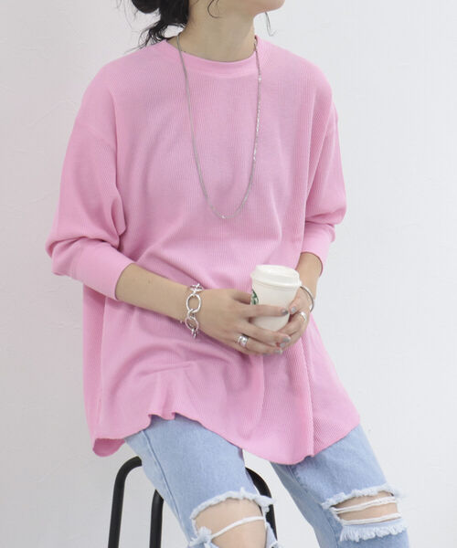 fredy repit（フレディレピ）の「ワッフル後ろレースアッププルオーバー（Tシャツ/カットソー・レディース・ピンク/グリーン/ライトグレー/ブラック系その他/ホワイト系その他・38）」の5枚目の写真