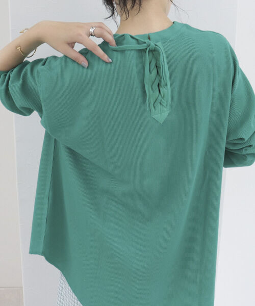 fredy repit（フレディレピ）の「ワッフル後ろレースアッププルオーバー（Tシャツ/カットソー・レディース・ピンク/グリーン/ライトグレー/ブラック系その他/ホワイト系その他・38）」の4枚目の写真