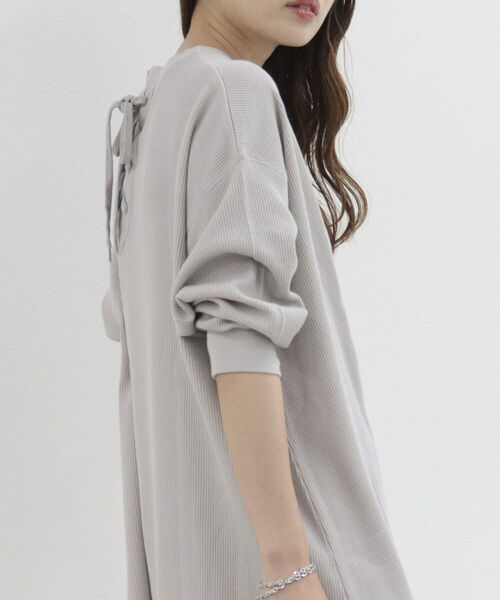 fredy repit（フレディレピ）の「ワッフル後ろレースアッププルオーバー（Tシャツ/カットソー・レディース・ピンク/グリーン/ライトグレー/ブラック系その他/ホワイト系その他・38）」の3枚目の写真