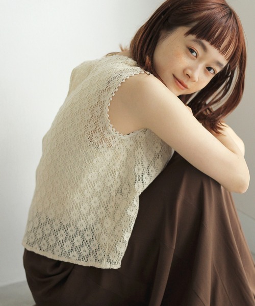 Crisp（クリスプ）の「シアーレースブラウス（シャツ/ブラウス・レディース・レッド/アイボリー・FREE）」の8枚目の写真