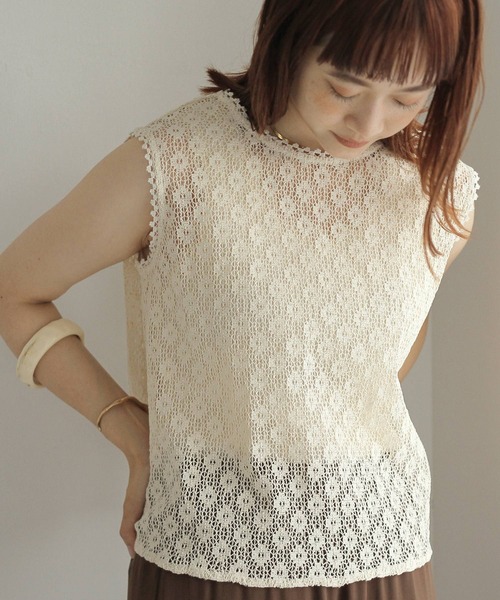 Crisp（クリスプ）の「シアーレースブラウス（シャツ/ブラウス・レディース・レッド/アイボリー・FREE）」の9枚目の写真