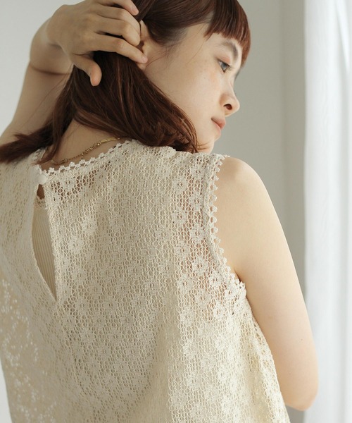 Crisp（クリスプ）の「シアーレースブラウス（シャツ/ブラウス・レディース・レッド/アイボリー・FREE）」の12枚目の写真