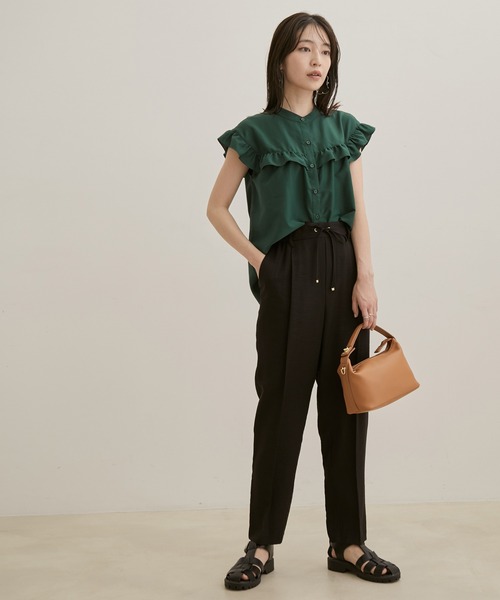 【EASYCARE・洗える】フリルフレンチスリーブブラウス【sustainable】