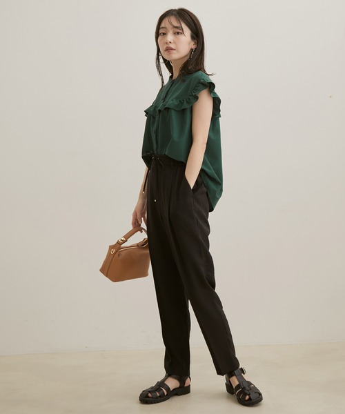 【EASYCARE・洗える】フリルフレンチスリーブブラウス【sustainable】