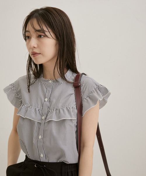 【EASYCARE・洗える】フリルフレンチスリーブブラウス【sustainable】