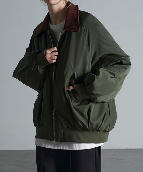カーキ コーデュロイ ブルゾン 襟コーデュロイ切替ビッグシルエット2wayブルゾン | 【公式】SPU