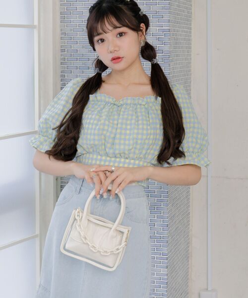 ems excite(エムズエキサイト)の「PVCハンドBAG(ショルダーバッグ・レディース・ブラック/オフホワイト/ピンク・ONE SIZE)」の5枚目の写真