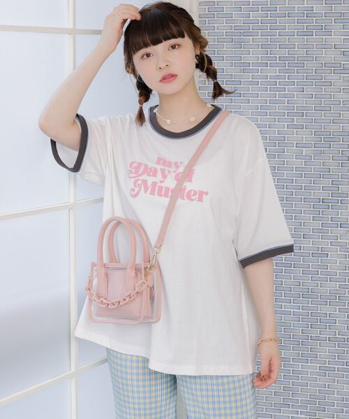 ems excite(エムズエキサイト)の「PVCハンドBAG(ショルダーバッグ・レディース・ブラック/オフホワイト/ピンク・ONE SIZE)」の10枚目の写真