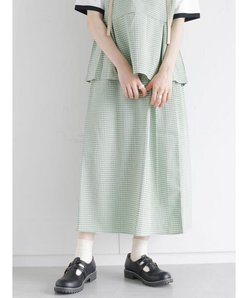 ehka sopo（エヘカソポ）の「◎単色チェックギャザースカート(セットアップ可)（スカート・レディース・ブラック/ベージュ/グリーン・ﾌﾘ-）」の7枚目の写真