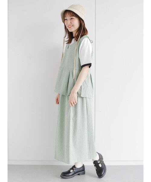ehka sopo（エヘカソポ）の「◎単色チェックギャザースカート(セットアップ可)（スカート・レディース・ブラック/ベージュ/グリーン・ﾌﾘ-）」の17枚目の写真