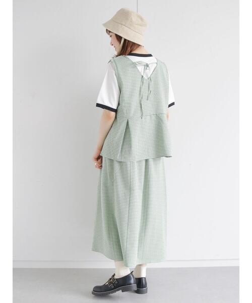 ehka sopo（エヘカソポ）の「◎単色チェックギャザースカート(セットアップ可)（スカート・レディース・ブラック/ベージュ/グリーン・ﾌﾘ-）」の18枚目の写真
