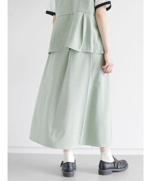 ehka sopo（エヘカソポ）の「◎単色チェックギャザースカート(セットアップ可)（スカート・レディース・ブラック/ベージュ/グリーン・ﾌﾘ-）」の20枚目の写真