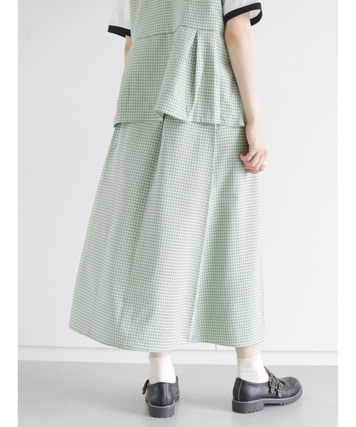 ehka sopo（エヘカソポ）の「◎単色チェックギャザースカート(セットアップ可)（スカート・レディース・ブラック/ベージュ/グリーン・ﾌﾘ-）」の11枚目の写真