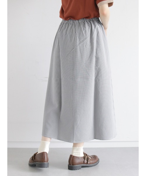 ehka sopo（エヘカソポ）の「◎単色チェックギャザースカート(セットアップ可)（スカート・レディース・ブラック/ベージュ/グリーン・ﾌﾘ-）」の12枚目の写真