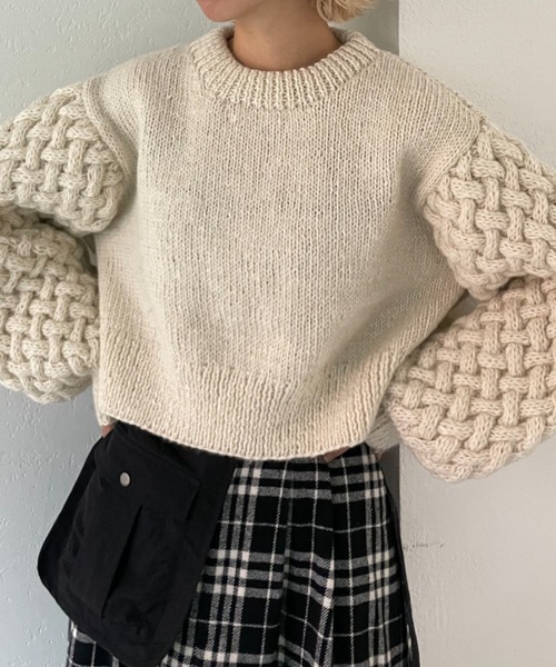 CIAOPANIC（チャオパニック）の「【CPC SCAMP】サイドスリットハンドニット（ニット/セーター・レディース・チャコールグレー/ピンク/アイボリー・FREE）」の11枚目の写真