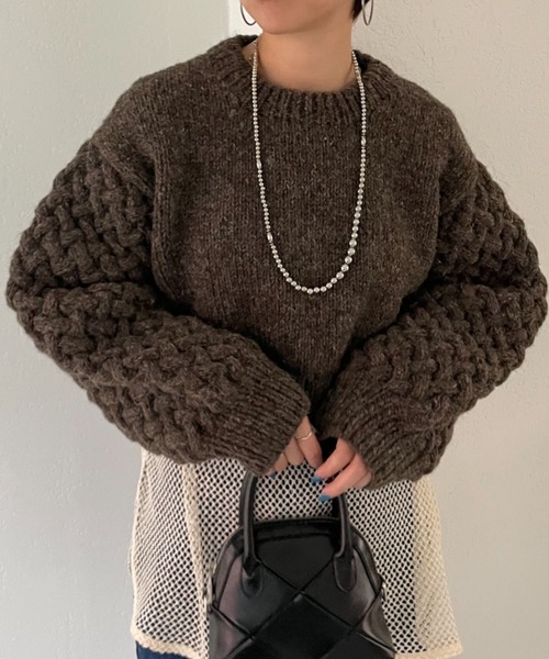 CIAOPANIC（チャオパニック）の「【CPC SCAMP】サイドスリットハンドニット（ニット/セーター・レディース・チャコールグレー/ピンク/アイボリー・FREE）」の13枚目の写真