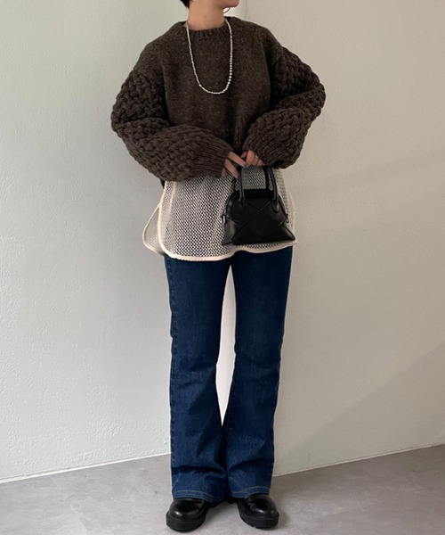 CIAOPANIC（チャオパニック）の「【CPC SCAMP】サイドスリットハンドニット（ニット/セーター・レディース・チャコールグレー/ピンク/アイボリー・FREE）」の14枚目の写真