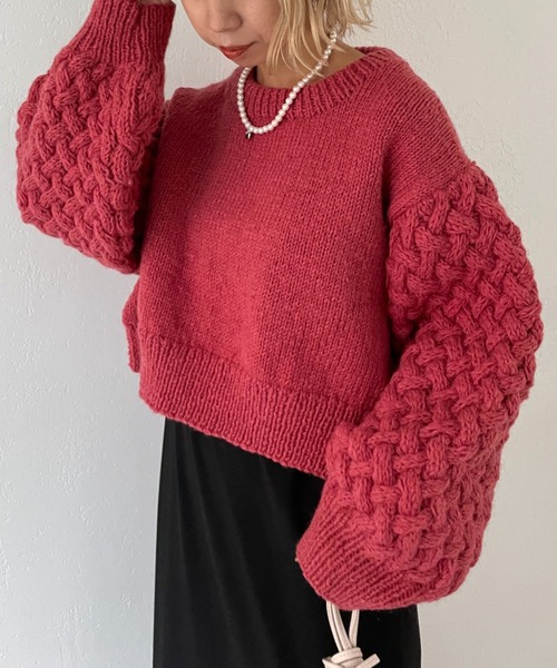 CIAOPANIC（チャオパニック）の「【CPC SCAMP】サイドスリットハンドニット（ニット/セーター・レディース・チャコールグレー/ピンク/アイボリー・FREE）」の16枚目の写真