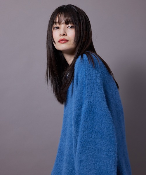 re_k by JUNRED(レクバイジュンレッド)の「re_k by JUNRED / フェザーヤーンルーズニットプルオーバー(ニット/セーター・メンズ・ワイン/ブルー/パープル・S/M/L)」の6枚目の写真