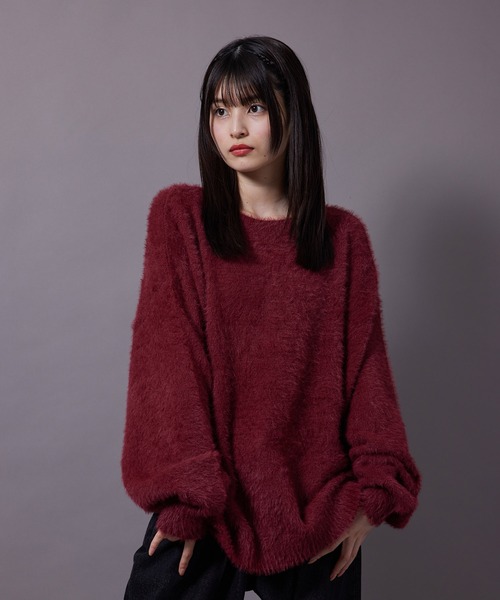 re_k by JUNRED(レクバイジュンレッド)の「re_k by JUNRED / フェザーヤーンルーズニットプルオーバー(ニット/セーター・メンズ・ワイン/ブルー/パープル・S/M/L)」の11枚目の写真