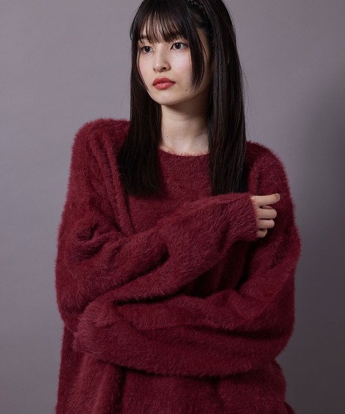 re_k by JUNRED(レクバイジュンレッド)の「re_k by JUNRED / フェザーヤーンルーズニットプルオーバー(ニット/セーター・メンズ・ワイン/ブルー/パープル・S/M/L)」の12枚目の写真