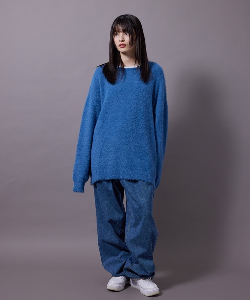 re_k by JUNRED(レクバイジュンレッド)の「re_k by JUNRED / フェザーヤーンルーズニットプルオーバー(ニット/セーター・メンズ・ワイン/ブルー/パープル・S/M/L)」の13枚目の写真