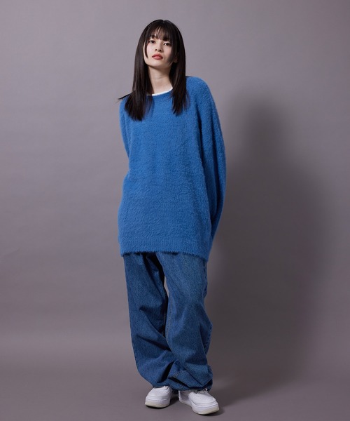 re_k by JUNRED(レクバイジュンレッド)の「re_k by JUNRED / フェザーヤーンルーズニットプルオーバー(ニット/セーター・メンズ・ワイン/ブルー/パープル・S/M/L)」の14枚目の写真