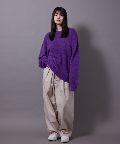 re_k by JUNRED(レクバイジュンレッド)の「re_k by JUNRED / フェザーヤーンルーズニットプルオーバー(ニット/セーター・メンズ・ワイン/ブルー/パープル・S/M/L)」の15枚目の写真