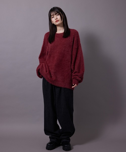 re_k by JUNRED(レクバイジュンレッド)の「re_k by JUNRED / フェザーヤーンルーズニットプルオーバー(ニット/セーター・メンズ・ワイン/ブルー/パープル・S/M/L)」の17枚目の写真