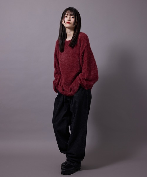 re_k by JUNRED(レクバイジュンレッド)の「re_k by JUNRED / フェザーヤーンルーズニットプルオーバー(ニット/セーター・メンズ・ワイン/ブルー/パープル・S/M/L)」の18枚目の写真