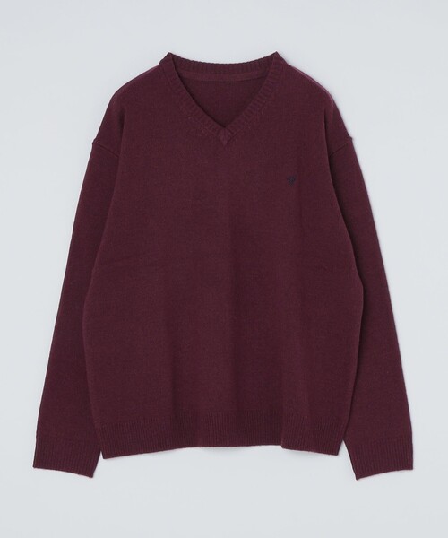 SHIPS（シップス）の「*SHIPS: ワンポイント ロゴ 刺繍 ミドルゲージ スクール Vネック ニット（ニット/セーター・メンズ・ブラック/ネイビー/ダークグレー/ワイン・SMALL/MEDIUM/LARGE/X-LARGE）」の9枚目の写真