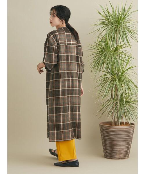 CRAFT STANDARD BOUTIQUE(クラフトスタンダードブティック)の「チェックパール釦ワンピース *(シャツワンピース・レディース・ブラウン/ブルー・FREE)」の7枚目の写真