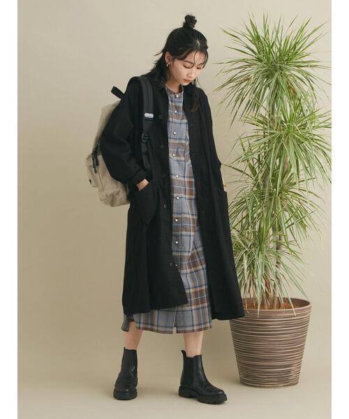 CRAFT STANDARD BOUTIQUE(クラフトスタンダードブティック)の「チェックパール釦ワンピース *(シャツワンピース・レディース・ブラウン/ブルー・FREE)」の11枚目の写真
