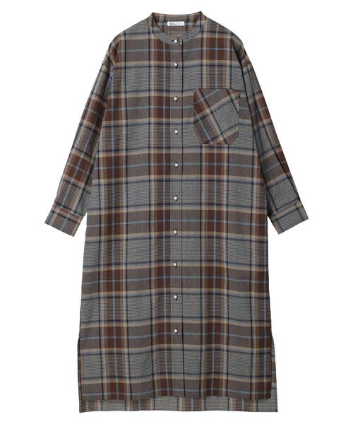 CRAFT STANDARD BOUTIQUE(クラフトスタンダードブティック)の「チェックパール釦ワンピース *(シャツワンピース・レディース・ブラウン/ブルー・FREE)」の12枚目の写真