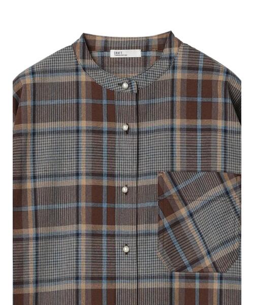 CRAFT STANDARD BOUTIQUE(クラフトスタンダードブティック)の「チェックパール釦ワンピース *(シャツワンピース・レディース・ブラウン/ブルー・FREE)」の14枚目の写真