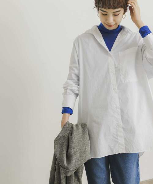 URBAN RESEARCH（アーバンリサーチ）の「コットンオーバーシャツ（シャツ/ブラウス・レディース・ホワイト/ブルー/ストライプ・FREE）」の4枚目の写真