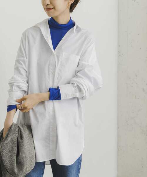 URBAN RESEARCH（アーバンリサーチ）の「コットンオーバーシャツ（シャツ/ブラウス・レディース・ホワイト/ブルー/ストライプ・FREE）」の5枚目の写真