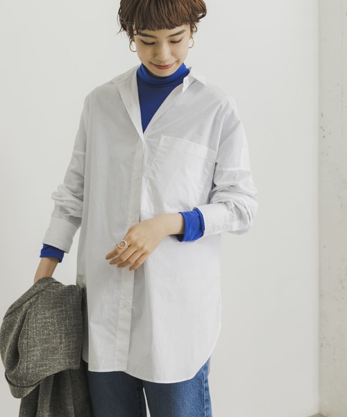 URBAN RESEARCH（アーバンリサーチ）の「コットンオーバーシャツ（シャツ/ブラウス・レディース・ホワイト/ブルー/ストライプ・FREE）」の6枚目の写真