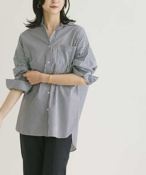 URBAN RESEARCH（アーバンリサーチ）の「コットンオーバーシャツ（シャツ/ブラウス・レディース・ホワイト/ブルー/ストライプ・FREE）」の12枚目の写真
