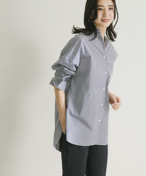 URBAN RESEARCH（アーバンリサーチ）の「コットンオーバーシャツ（シャツ/ブラウス・レディース・ホワイト/ブルー/ストライプ・FREE）」の13枚目の写真