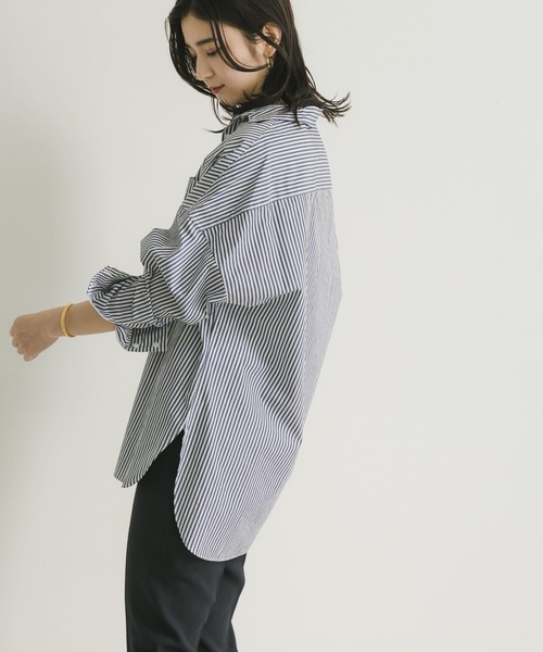 URBAN RESEARCH（アーバンリサーチ）の「コットンオーバーシャツ（シャツ/ブラウス・レディース・ホワイト/ブルー/ストライプ・FREE）」の15枚目の写真