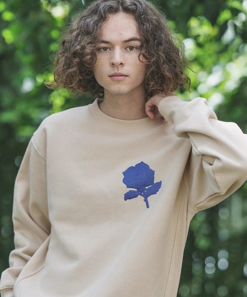 CAMBIO(カンビオ)の「msw1189-刺繍風ワンポイント(バラ)スウェット(スウェット・メンズ・ホワイト/ブラック/アッシュ/ベージュ・S/M/L/XL)」の4枚目の写真