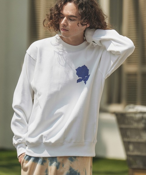 msw1189-刺繍風ワンポイント（バラ）スウェット