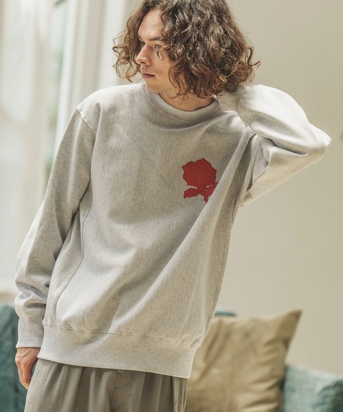 CAMBIO(カンビオ)の「msw1189-刺繍風ワンポイント(バラ)スウェット(スウェット・メンズ・ホワイト/ブラック/アッシュ/ベージュ・S/M/L/XL)」の8枚目の写真